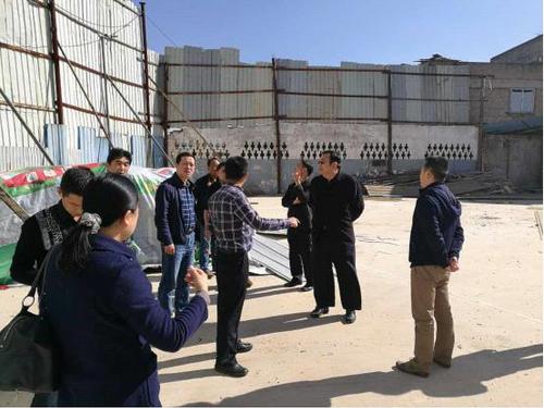 　（图为检查组在黑林铺街道实地查看现场）